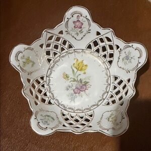 Vintage Floral Porcelain Decorative Bowl
